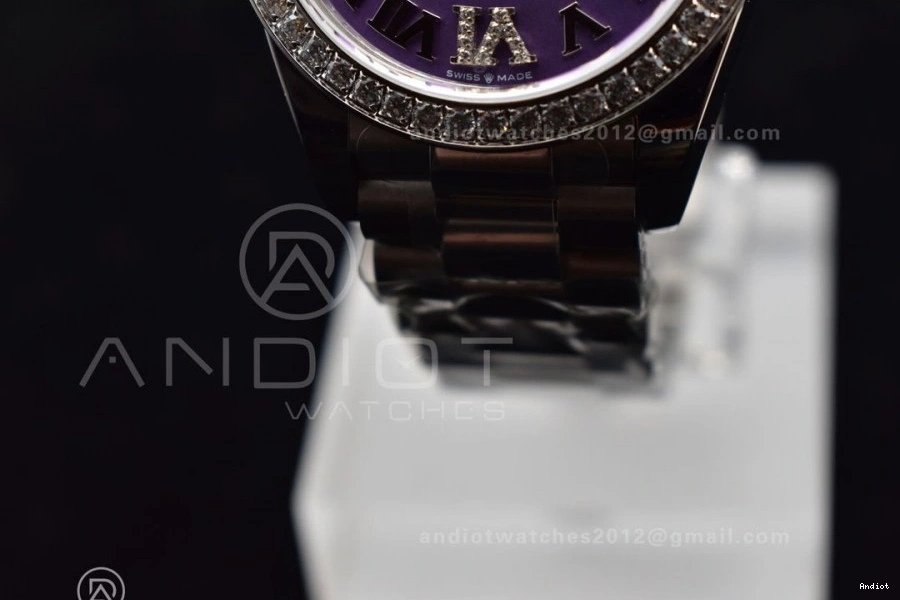 Style DateJust Markers BPF Dial on Bracelet Compact 31 278289 Purple President Ladies Steel 552 Bezel Roman 316L Diamonds 0811